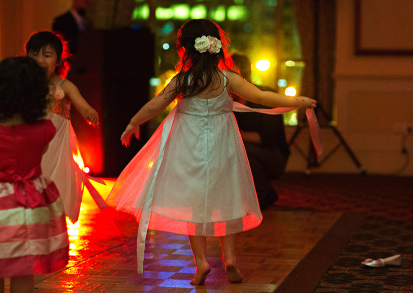 flower girls dancing, Marriott Brisbane Wedding Photographer