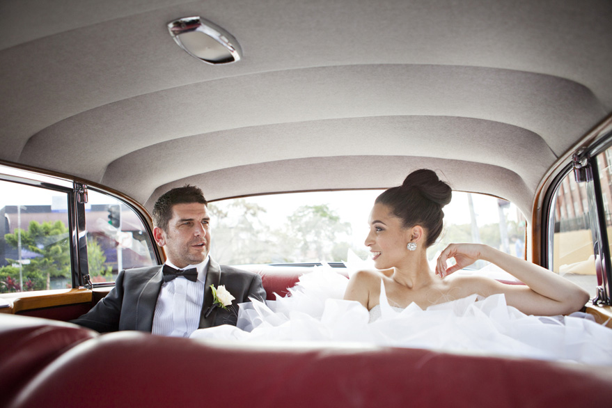 Bride and Groom in Car, Goma, Brisbane Wedding Photography