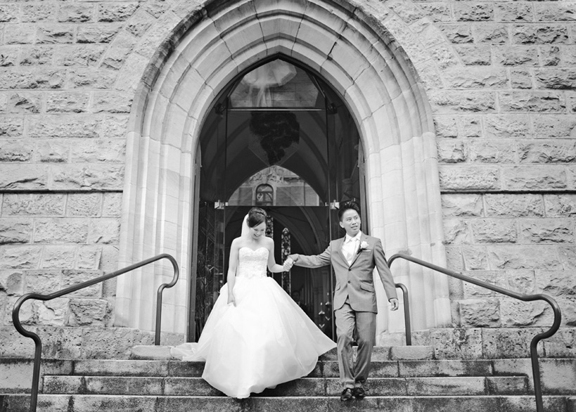 bride and groom leave cathedral | Brisbane Wedding Photographer