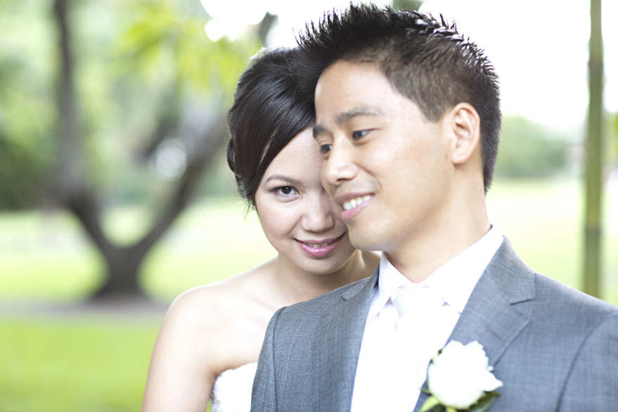 bride cuddles groom | Brisbane Wedding Photographer