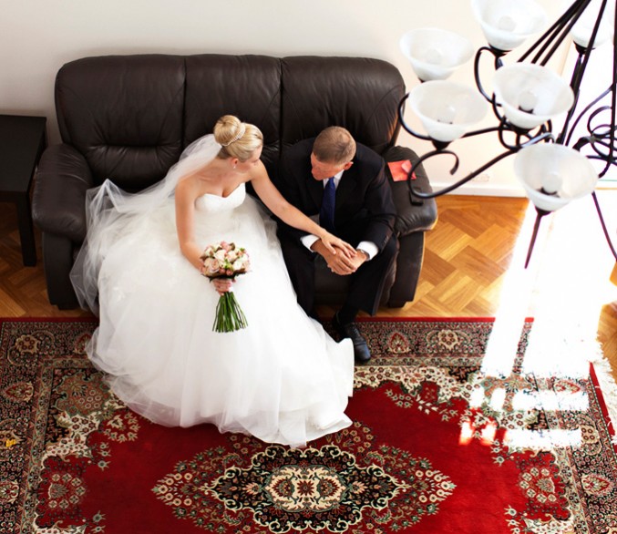 bride sharing a moment with father