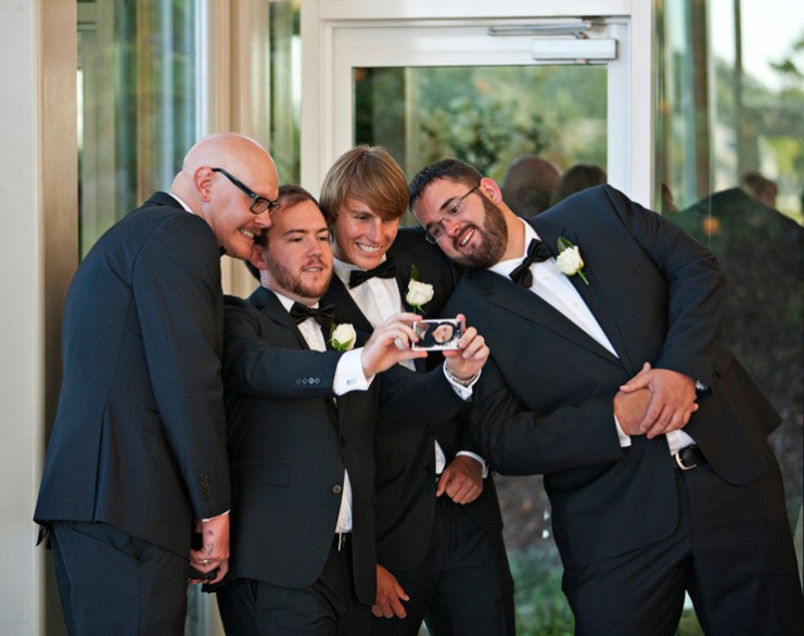 groomsmen taking selfie